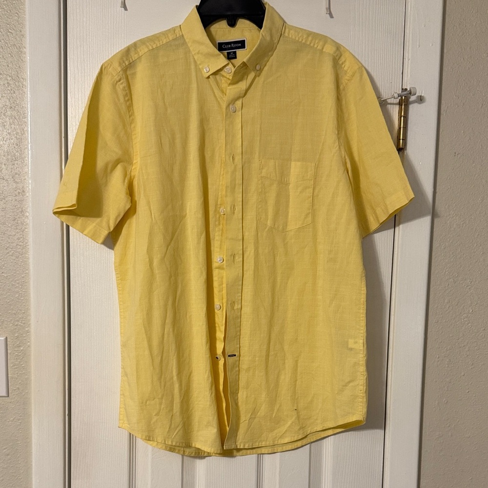 Club Room Men's Bright Yellow Short Sleeve Shirt